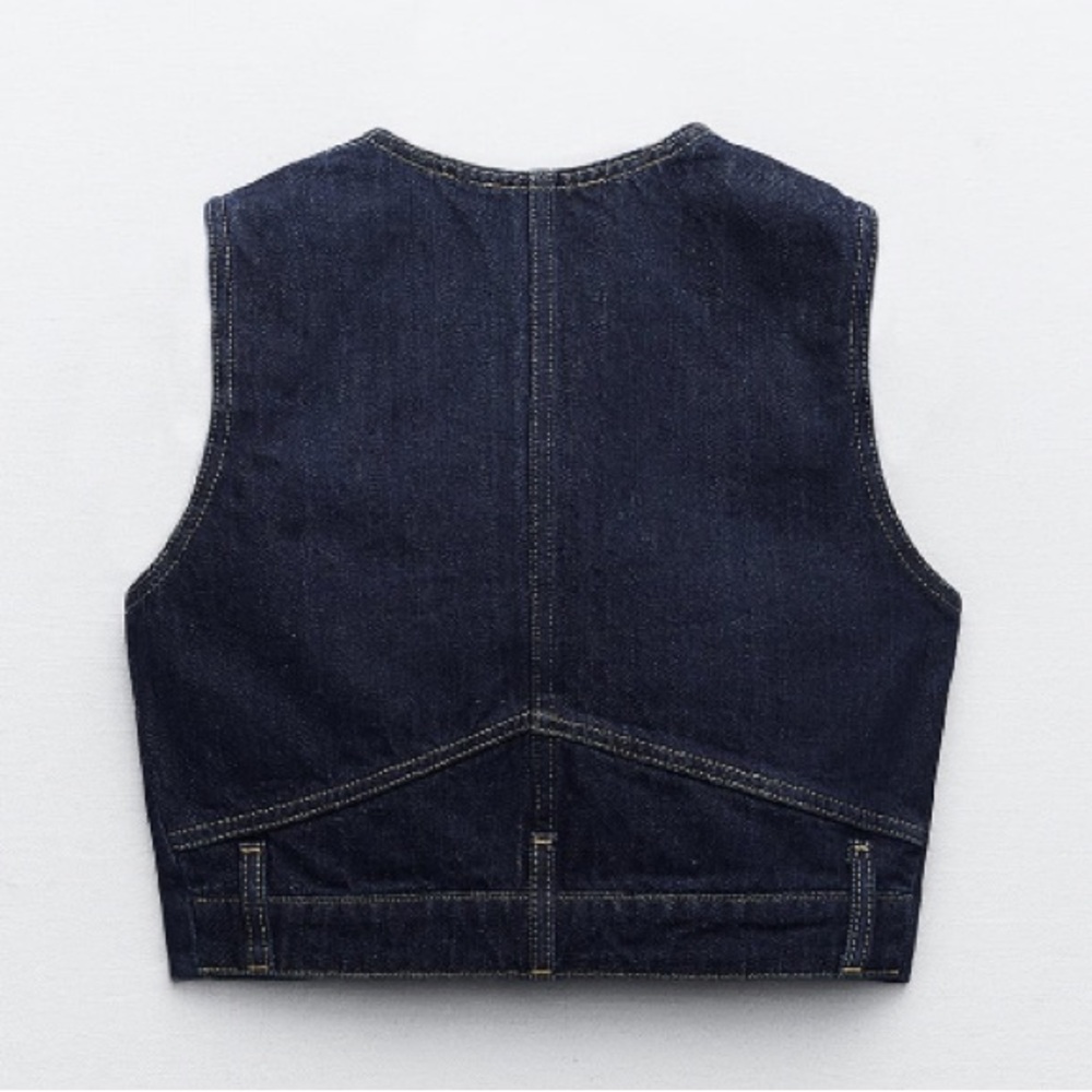 NEW! Zara Dark Denim TRF Vest - Picture 5 of 13